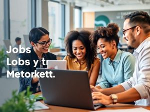 Oameni muncind împreună într-un birou modern.